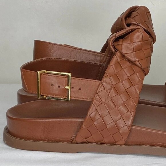 Schutz Women's Kareena Knot Sandals Brown Leather Size 11B